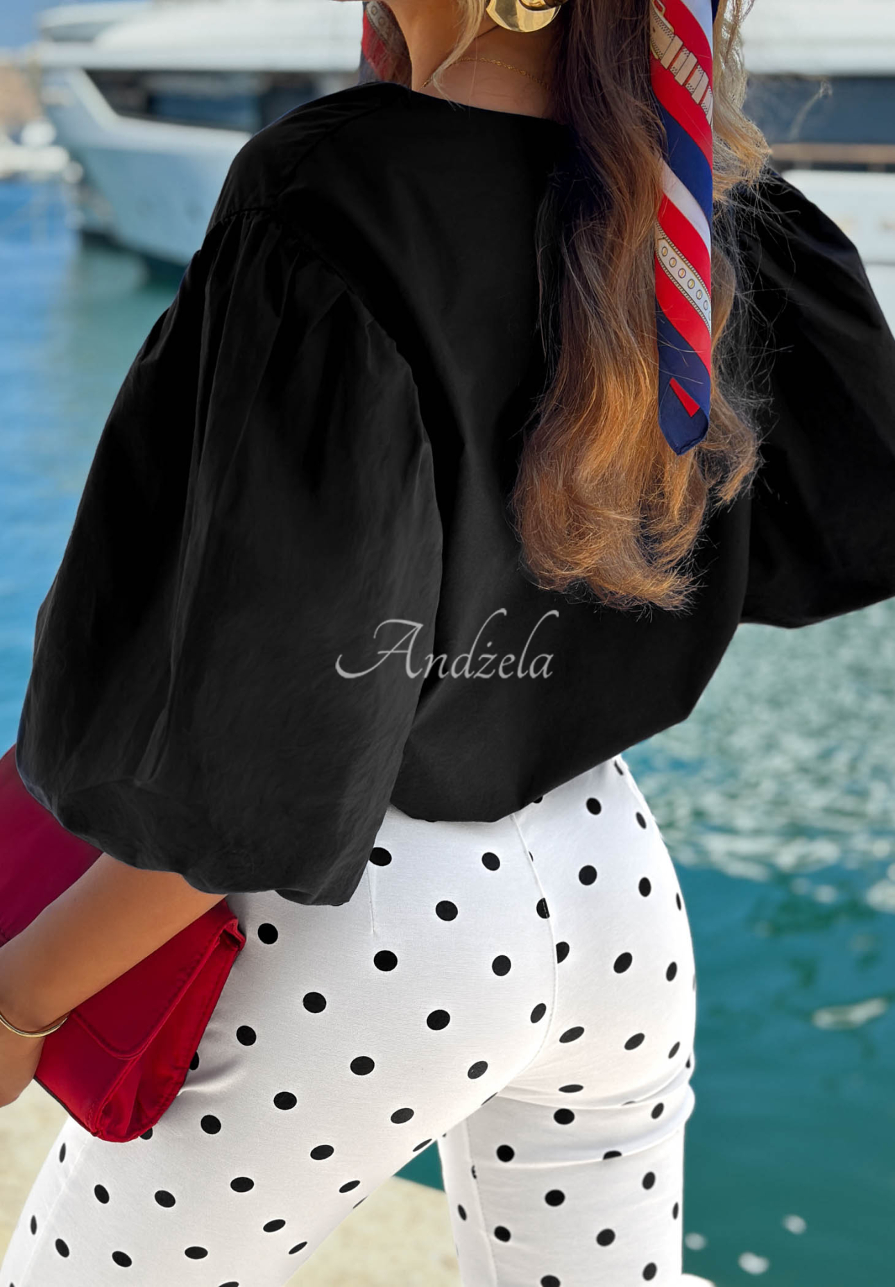 Sweet Summer Black Cotton Blouse with Puff Sleeves