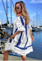 Wzorzysta sukienka hiszpanka Sun Sail biało-granatowa
