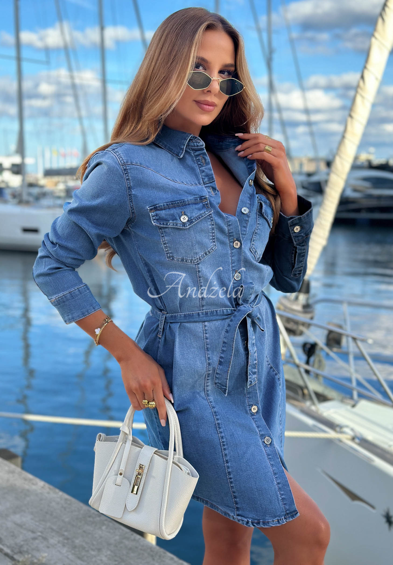 Holiday State Blue Denim Shirt Dress (Mini)
