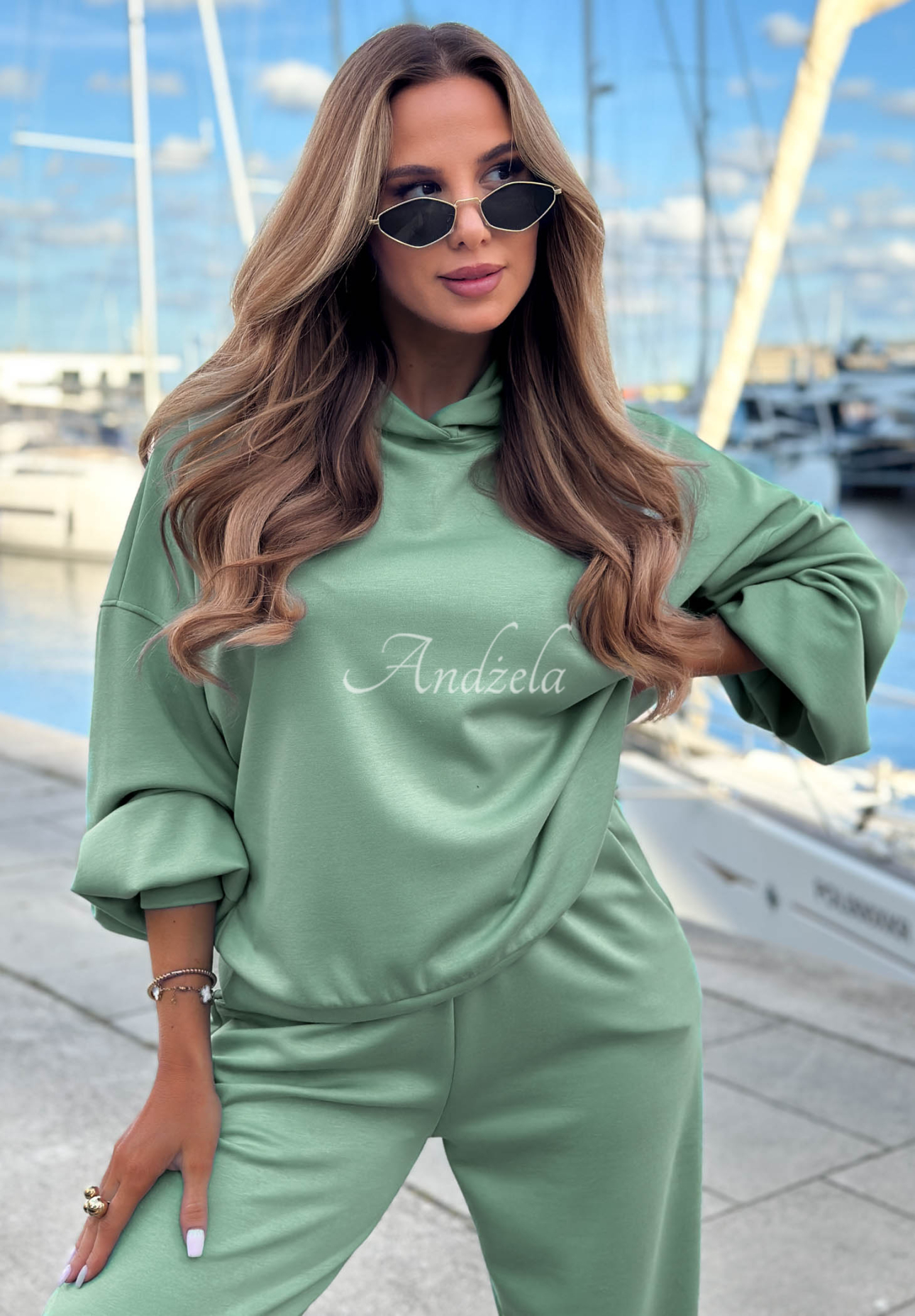Viscose tracksuit set, butter color, Remember About You, sage