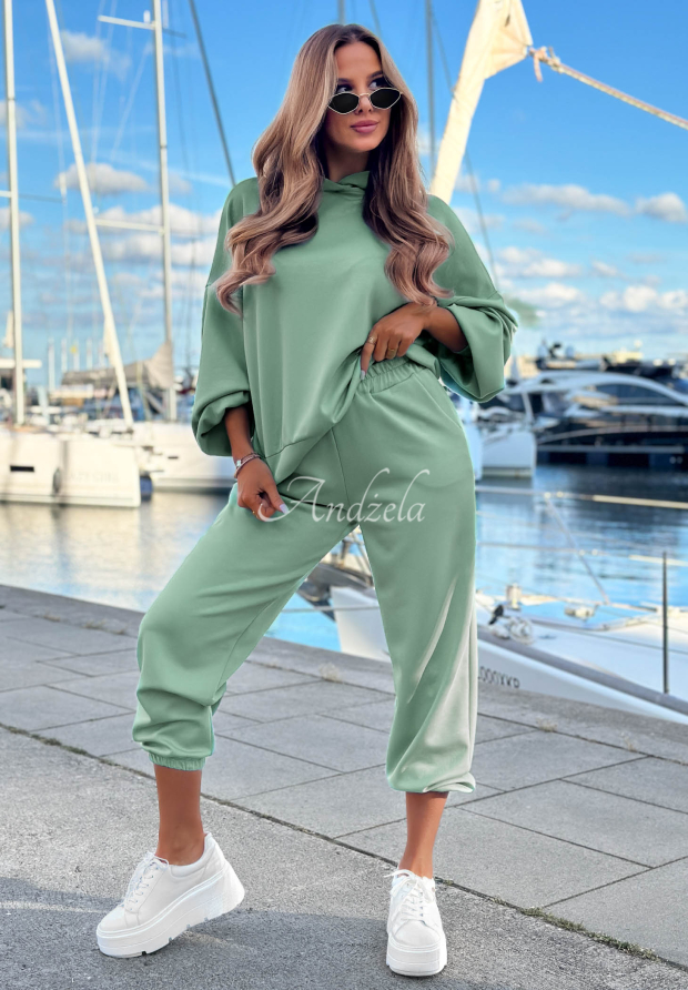 Viscose tracksuit set, butter color, Remember About You, sage