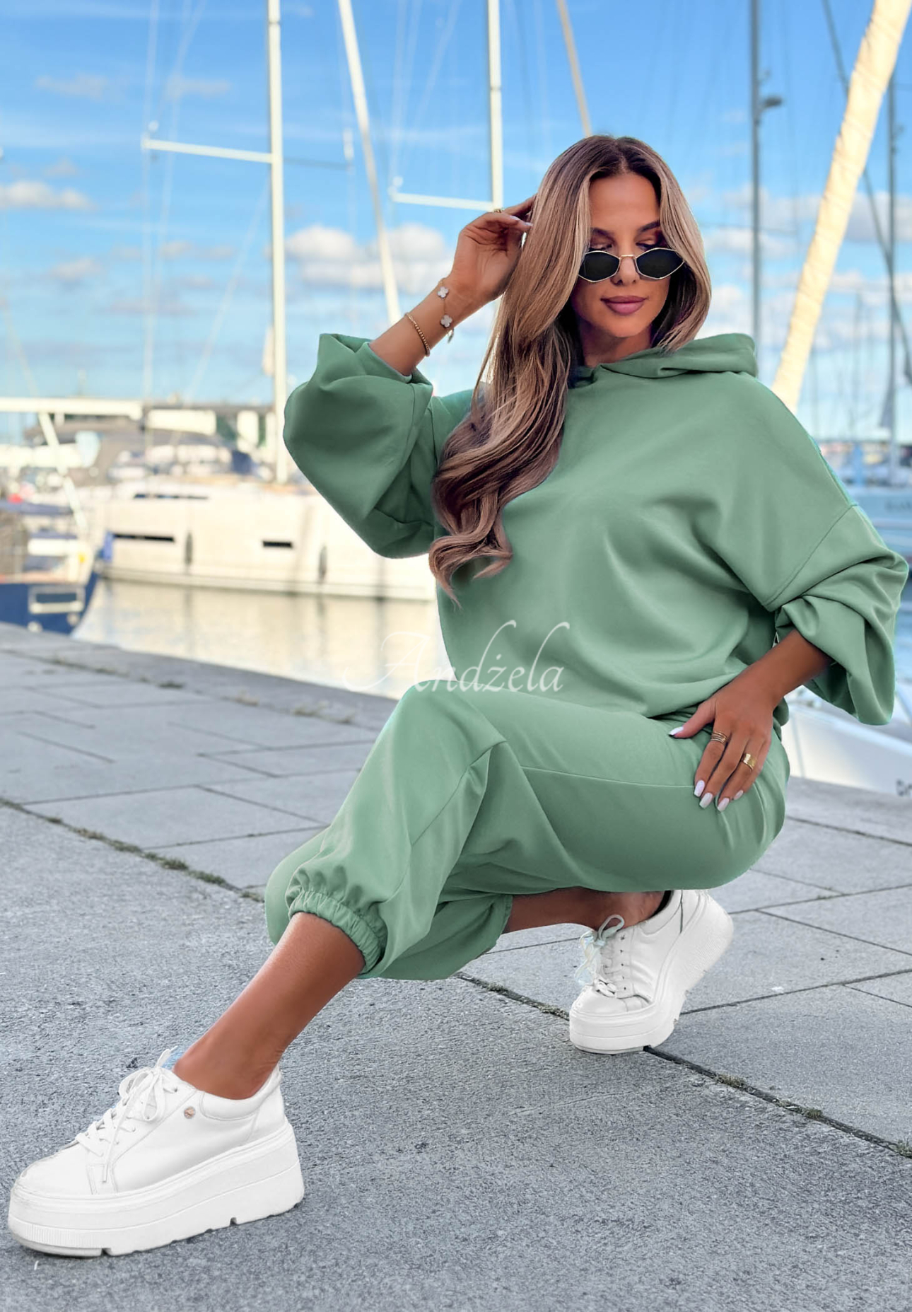 Viscose tracksuit set, butter color, Remember About You, sage