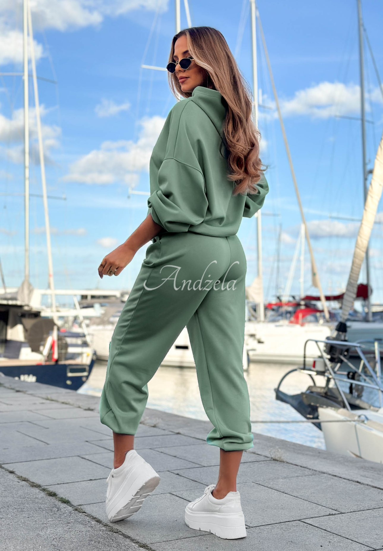 Viscose tracksuit set, butter color, Remember About You, sage