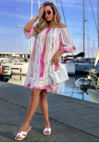 Wzorzysta sukienka hiszpanka Sun Sail biało-granatowa