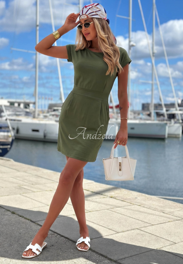 Sun Days Khaki Cotton Mini Dress
