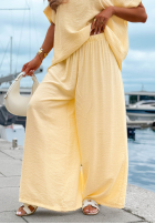 Komplet bluzka oversize i spodnie wide leg Amalfi Getaway beżowy