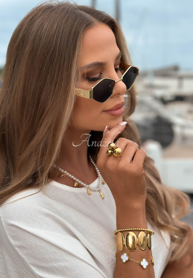 Golden Mood Ring with Decorative Beads, Gold