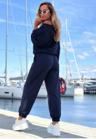 Bawełniany komplet bluza na jedno ramię i spodnie Peach Sunrise Set pomarańczowy