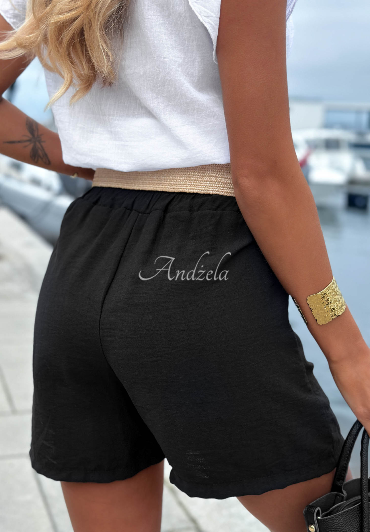 Coastline Sun Black Short Viscose Shorts
