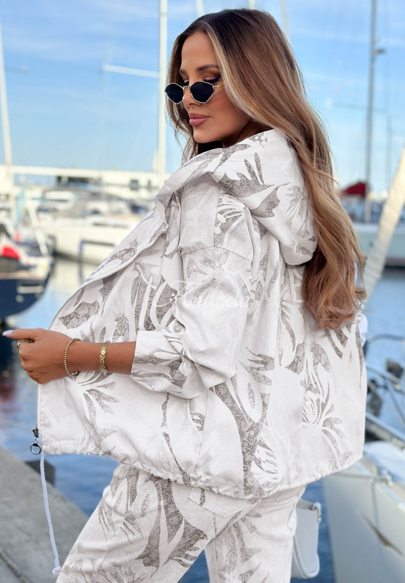 Patterned cotton jacket with viscose by The Wild Glow, ecru