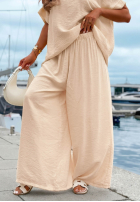 Komplet bluzka oversize i spodnie wide leg Amalfi Getaway beżowy