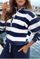 Bluza z kołnierzem i suwakiem Sail Voyage biało-granatowa