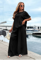 Komplet bluzka oversize i spodnie wide leg Amalfi Getaway beżowy