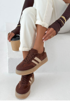 Adidasy First Steps beżowo-czekoladowe
