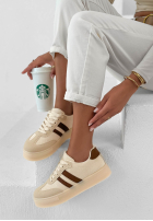 Adidasy First Steps beżowo-czekoladowe