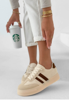 Adidasy First Steps beżowo-czekoladowe