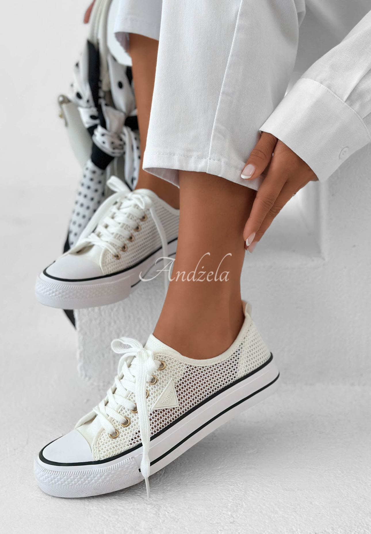 Step Ahead White Openwork Sneakers