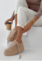 Zamszowe adidasy na platformie Just Us mokka