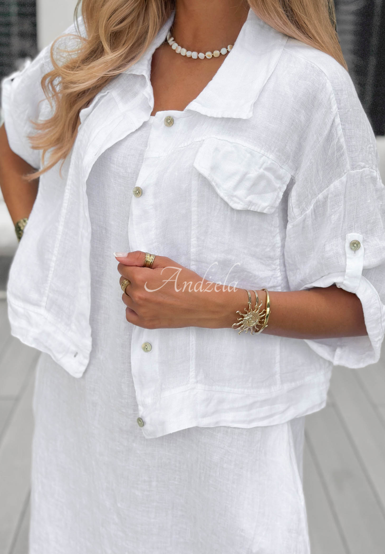 Lniany Set Shirt i Dress See You Soon White