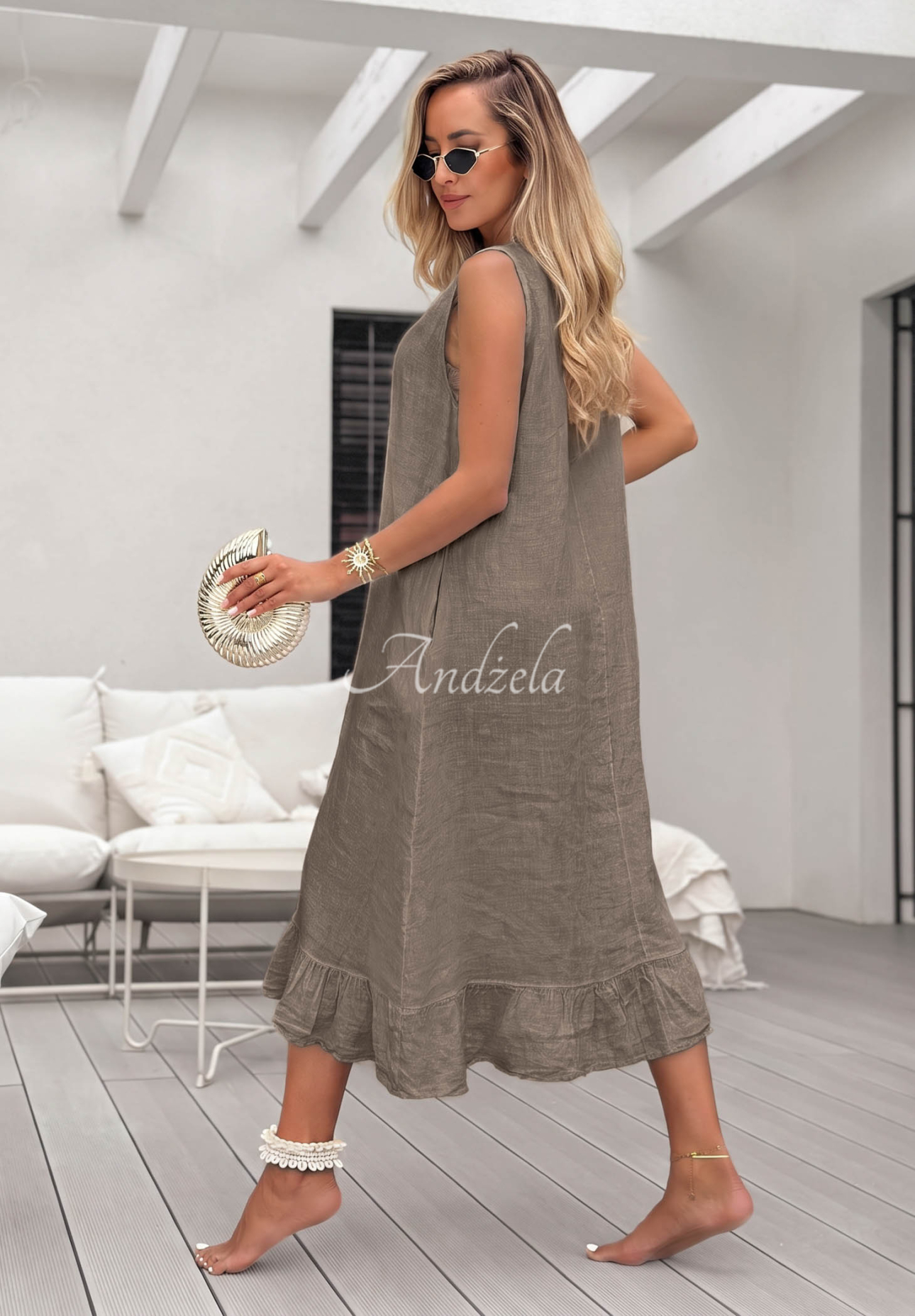 See You Soon Linen Shirt and Dress Set in Mocha