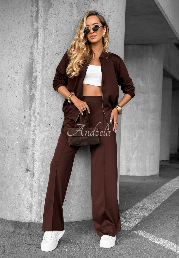 Tracksuit set sweatshirt and pants Tell Me Later chocolate