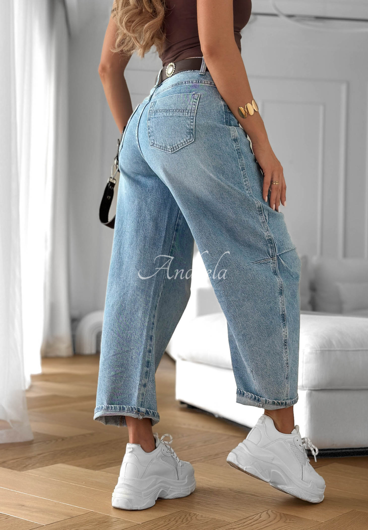 Horizon Blue Light Blue Balloon Jeans with Belt