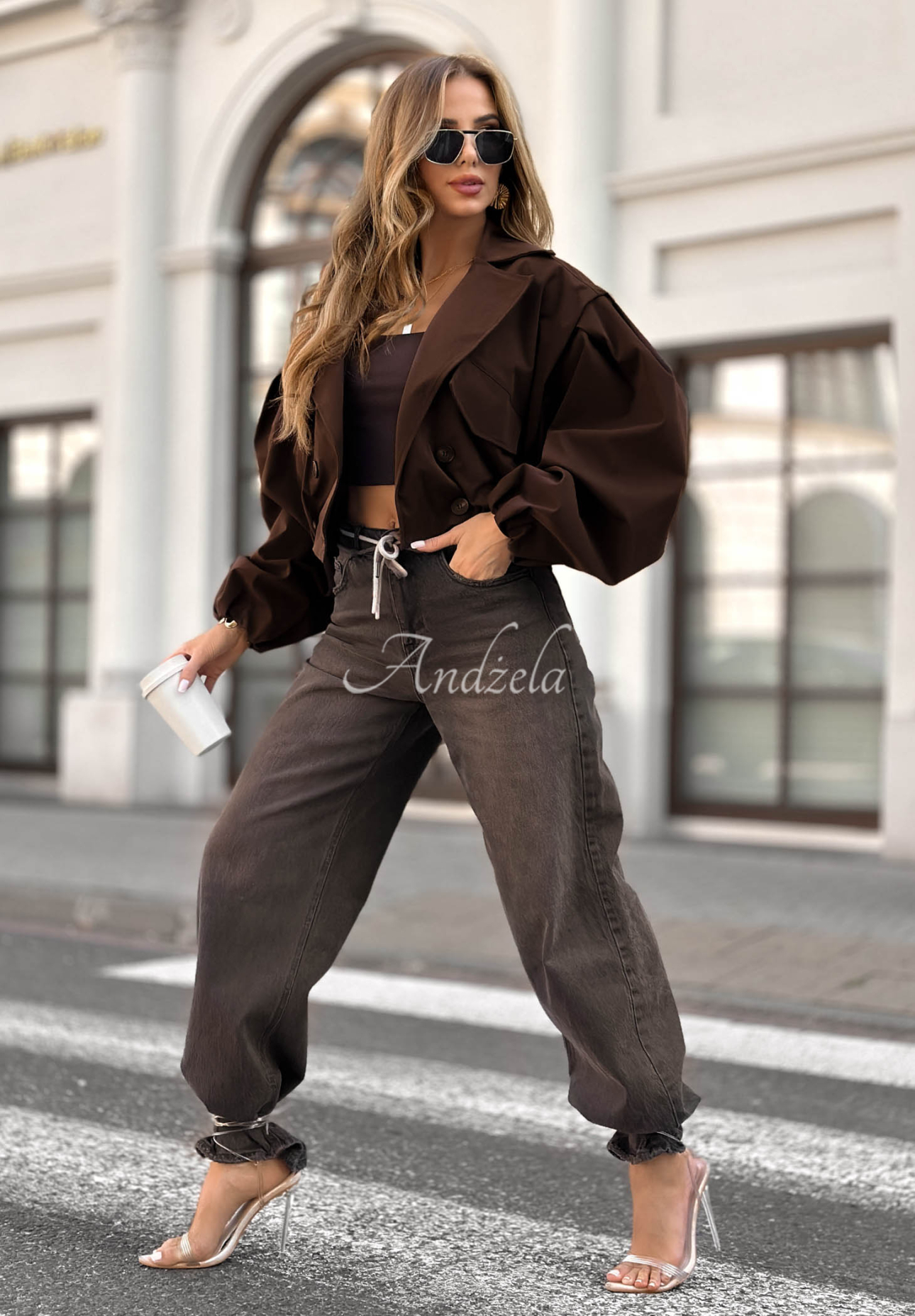 Bomber jacket with buttons Play Your Cards chocolate