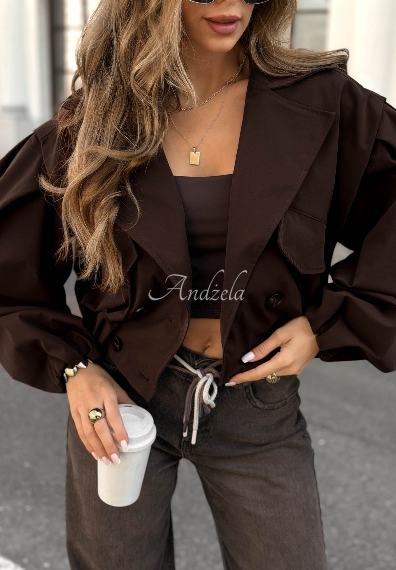 Bomber jacket with buttons Play Your Cards chocolate