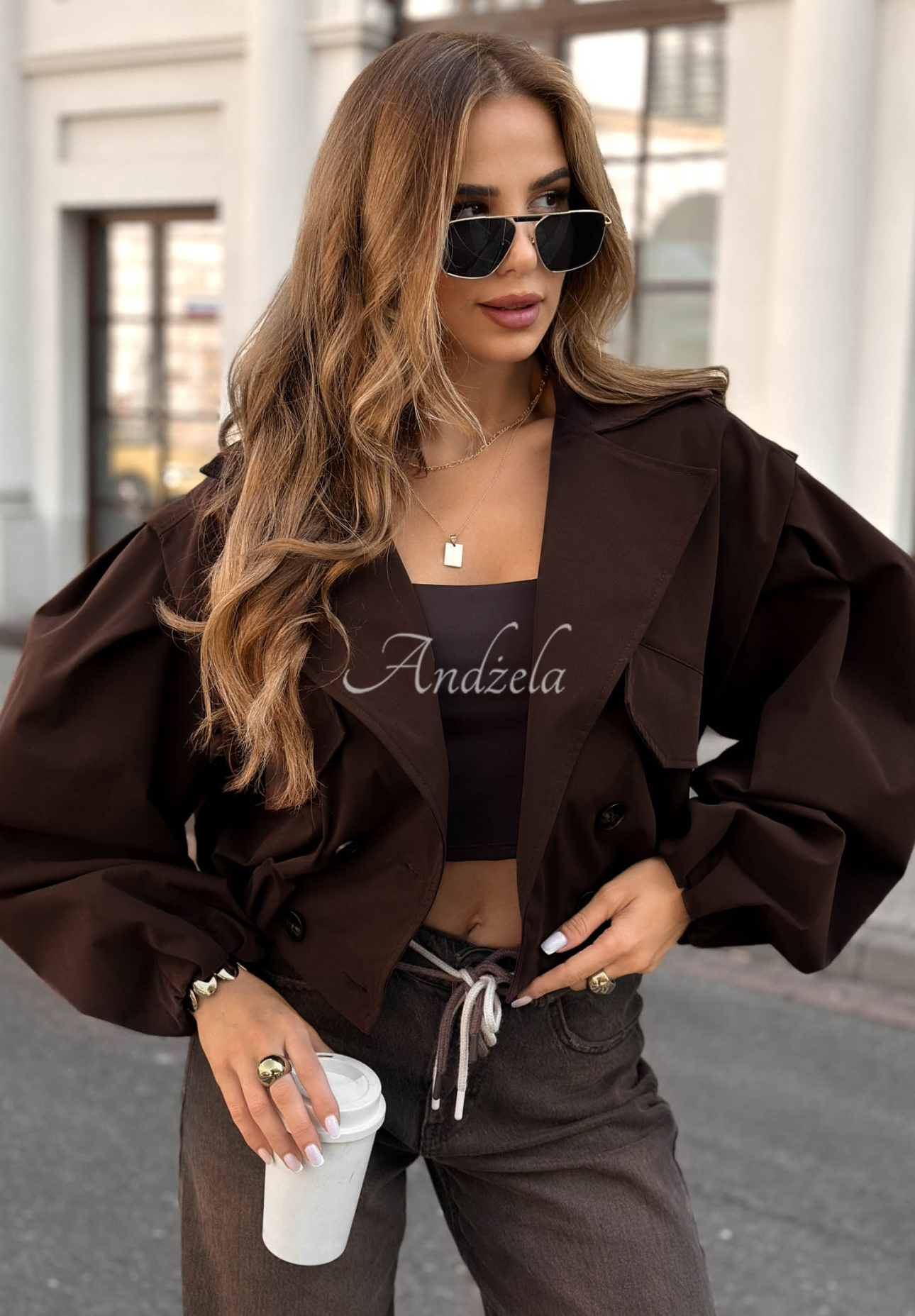 Bomber jacket with buttons Play Your Cards chocolate