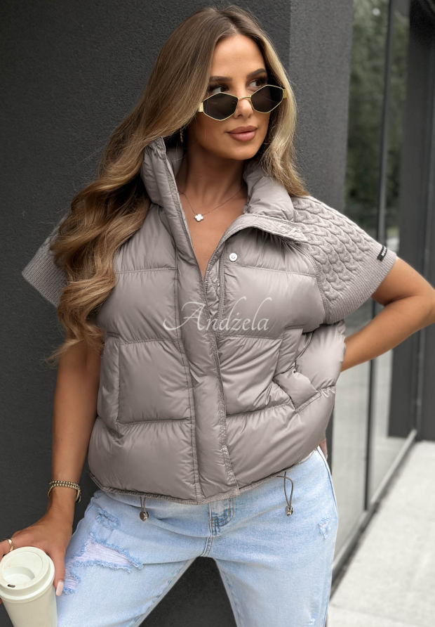 Never Leave Gray Down Vest with Knit Inserts