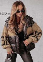 Pikowana kurtka Cold Hands czarno-camelowa