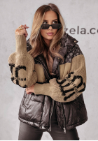 Pikowana kurtka Cold Hands czarno-camelowa