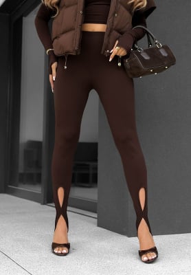 Legginsy z zapiętkami Velvet Muse czekoladowe