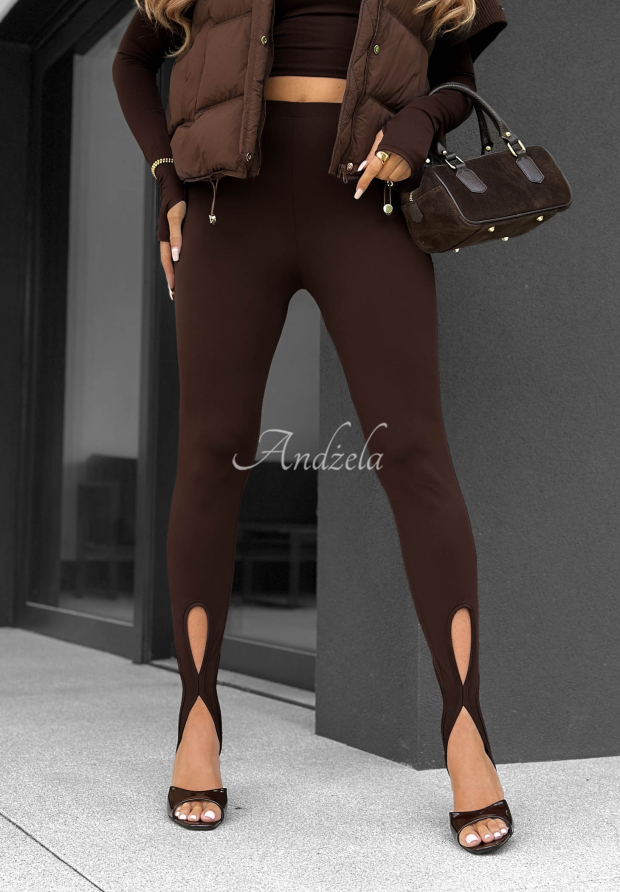 Legginsy z zapiętkami Velvet Muse czekoladowe