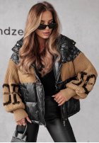Pikowana kurtka Cold Hands czarno-camelowa