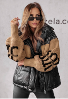 Pikowana kurtka Cold Hands czarno-camelowa