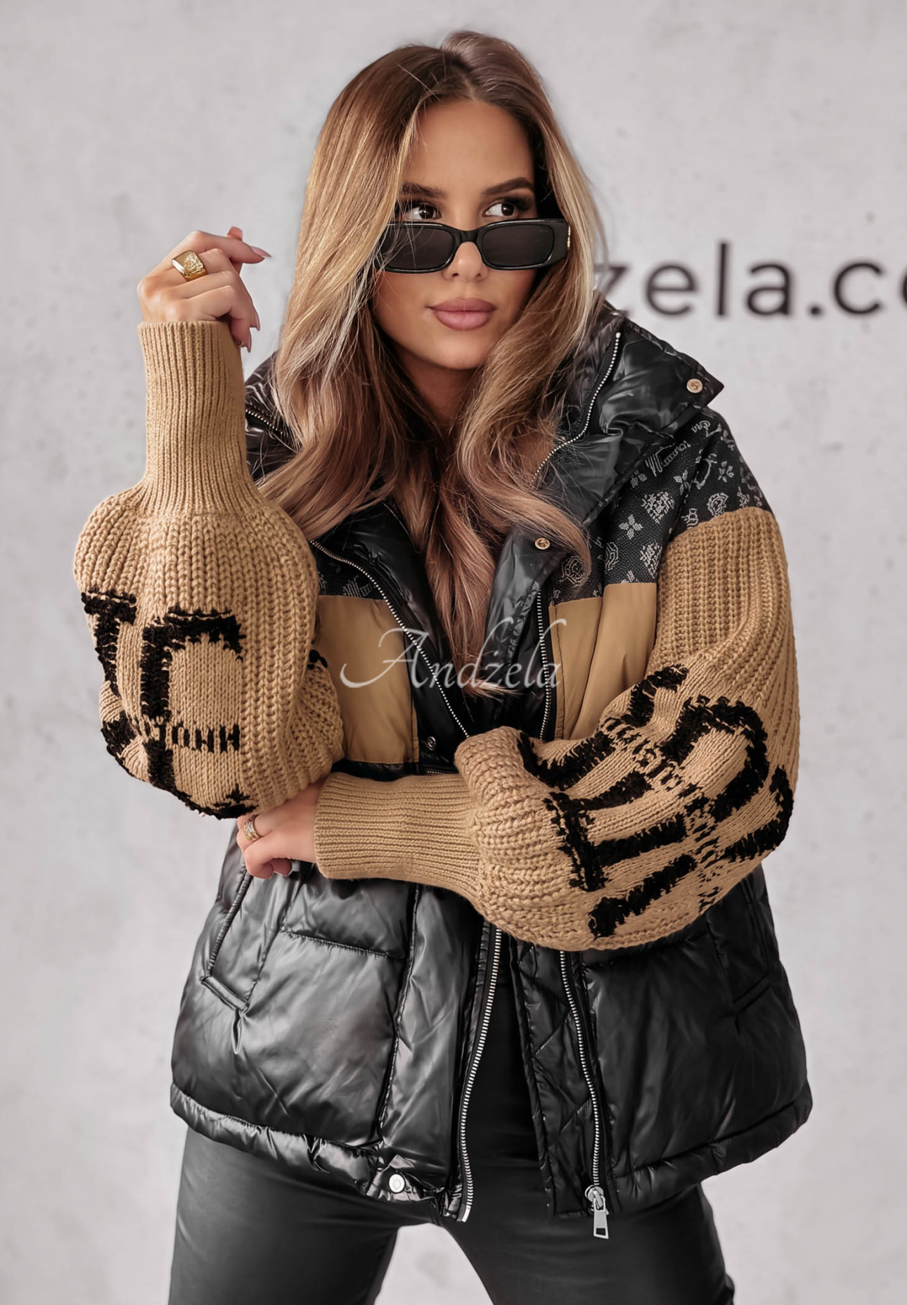 Cold Hands black-camel down jacket
