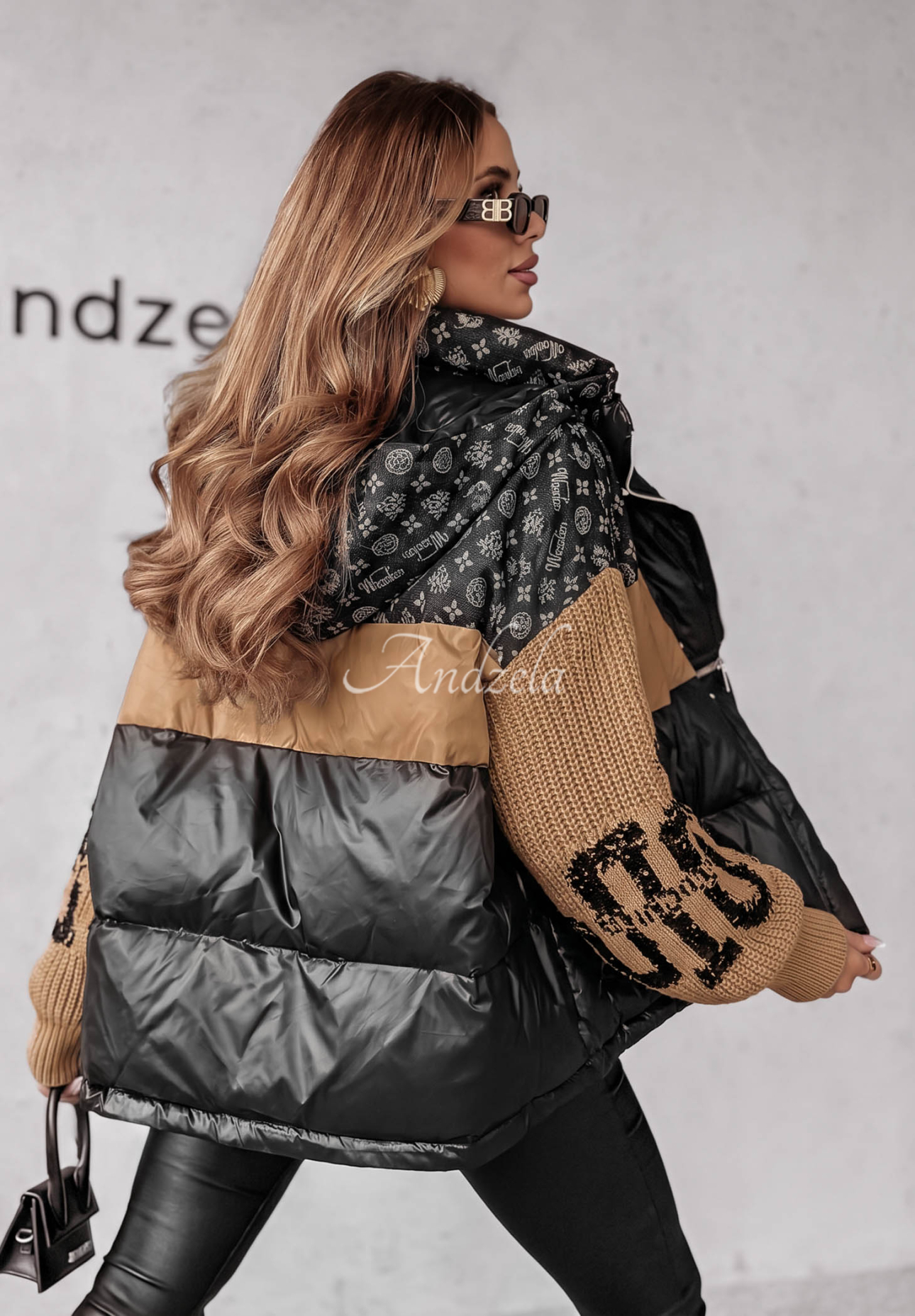 Puchowa kurtka Cold Hands czarno-camelowa