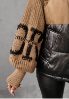 Pikowana kurtka Cold Hands czarno-camelowa