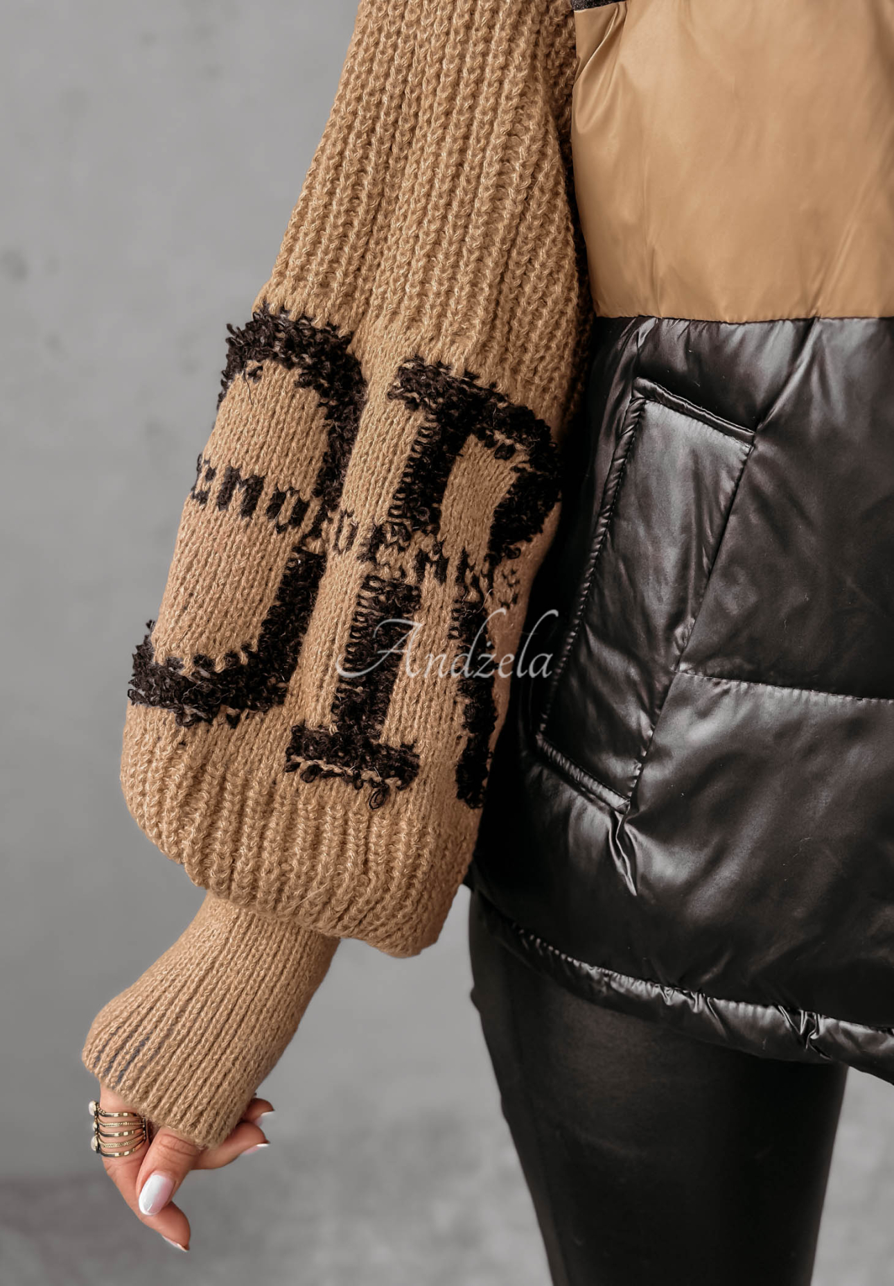 Cold Hands black-camel down jacket