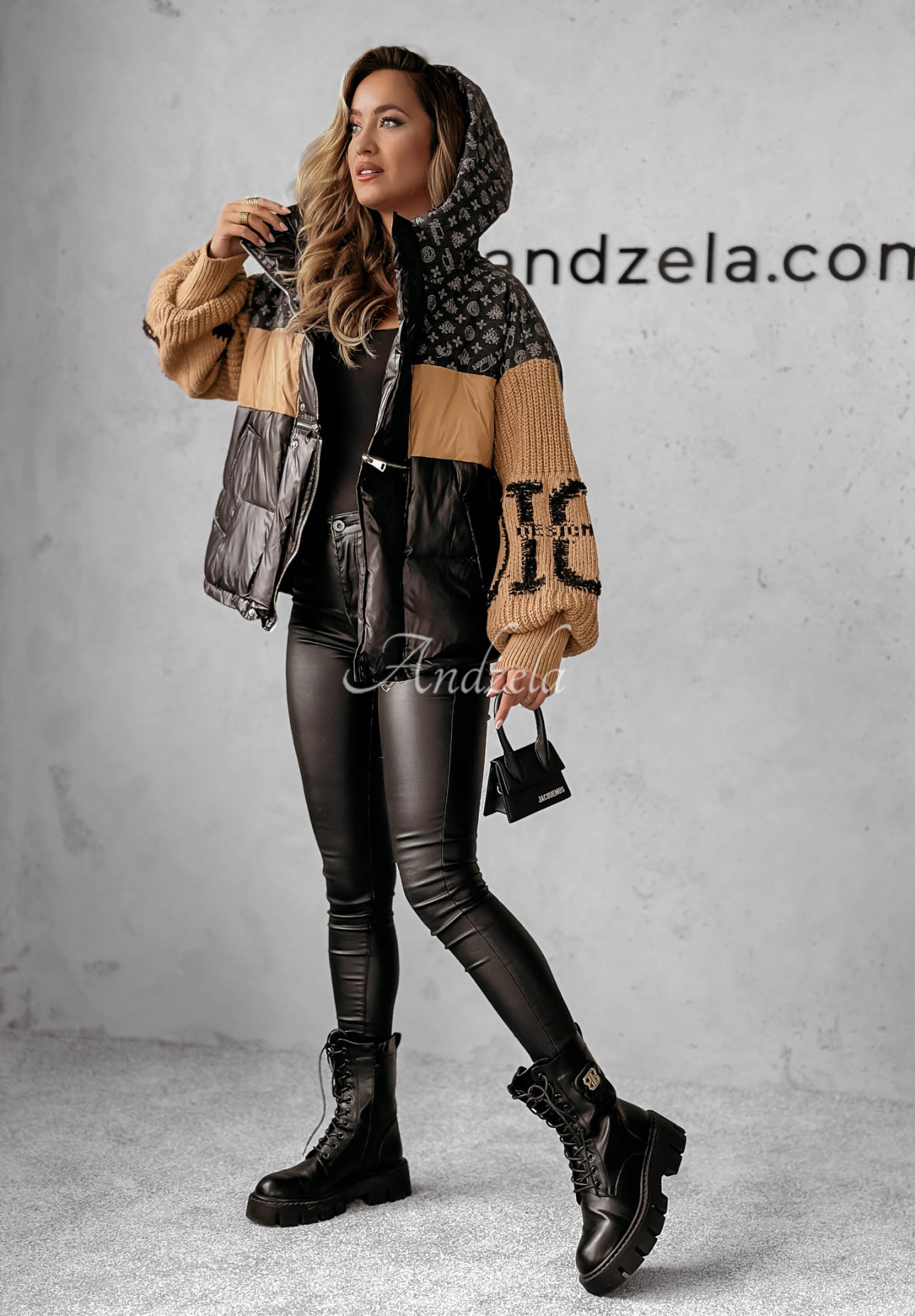 Cold Hands black-camel down jacket