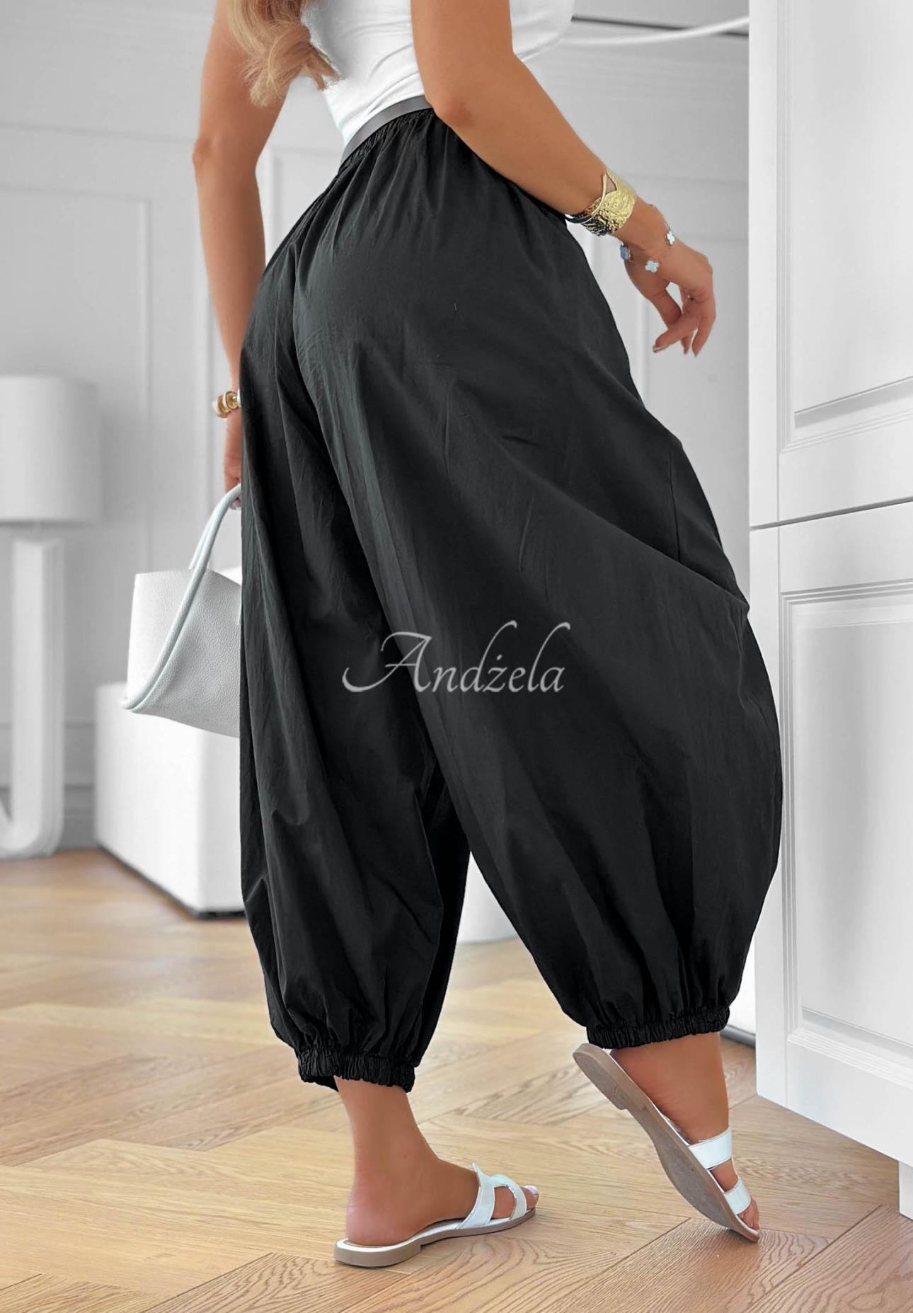 Stay Awhile Black Cotton Jogger Pants with a Belt