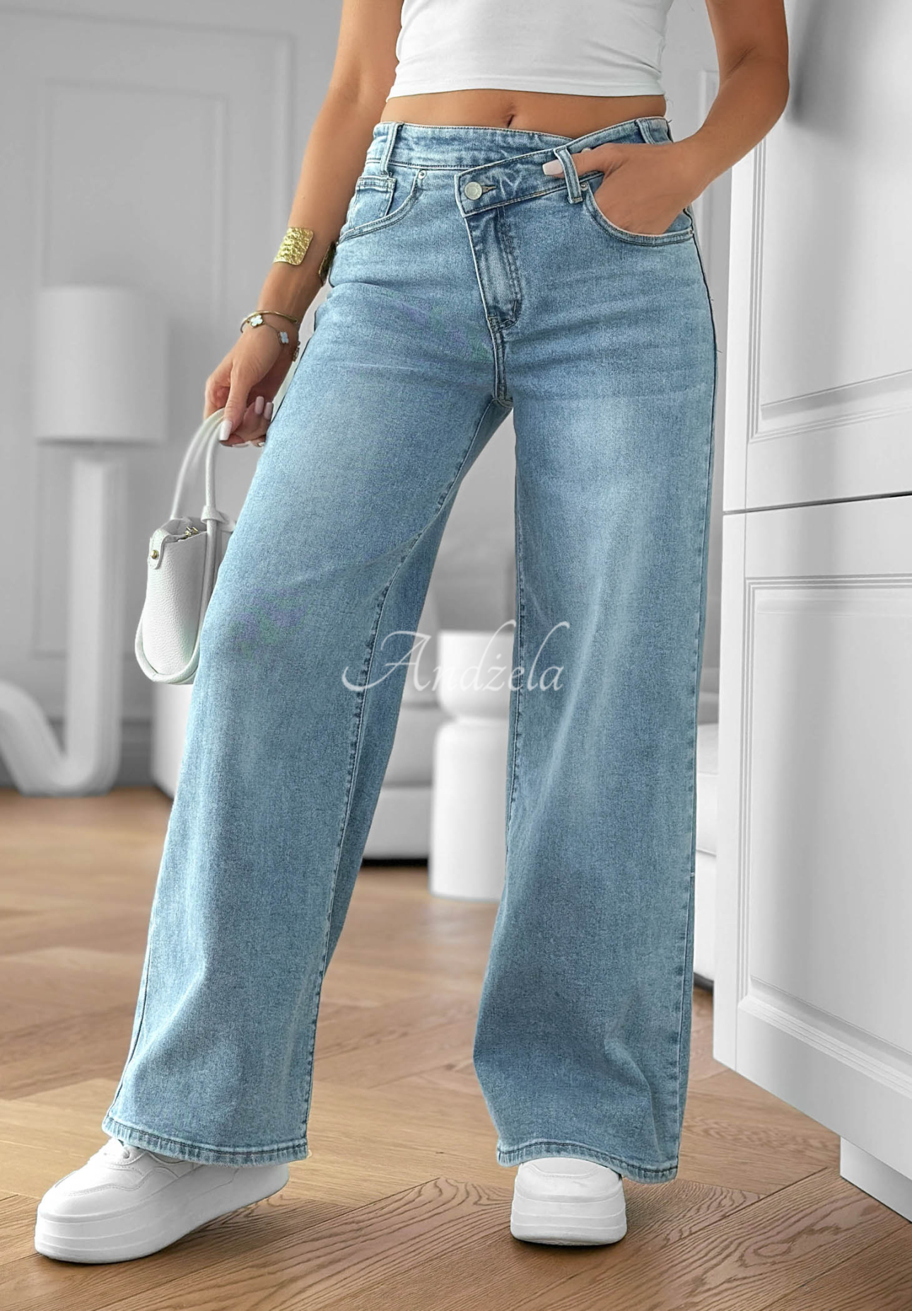 Spodnie jeansowe wide leg Mayla niebieskie