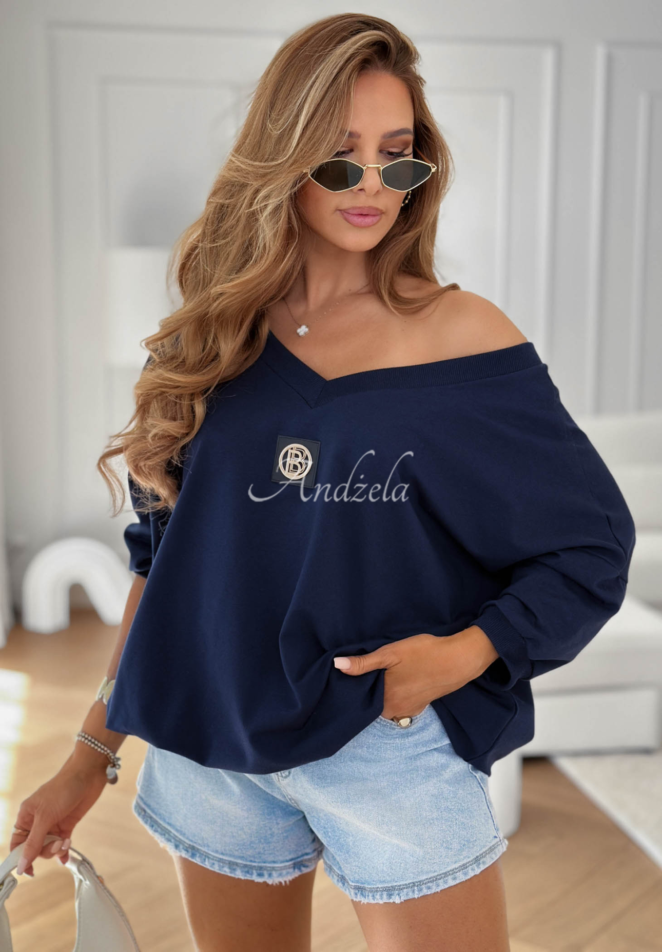 Bawełniana bluza oversize Easy Living granatowa