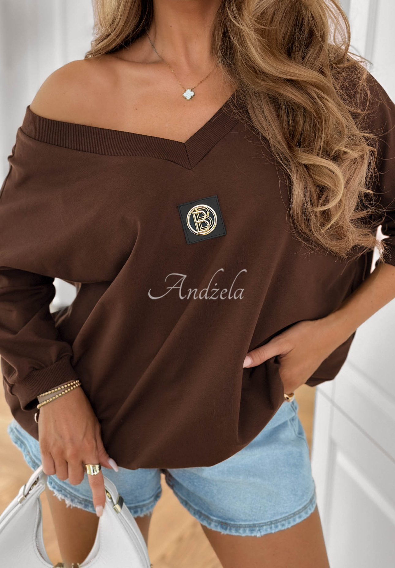 Easy Living Chocolate-Colored Oversized Cotton Sweatshirt