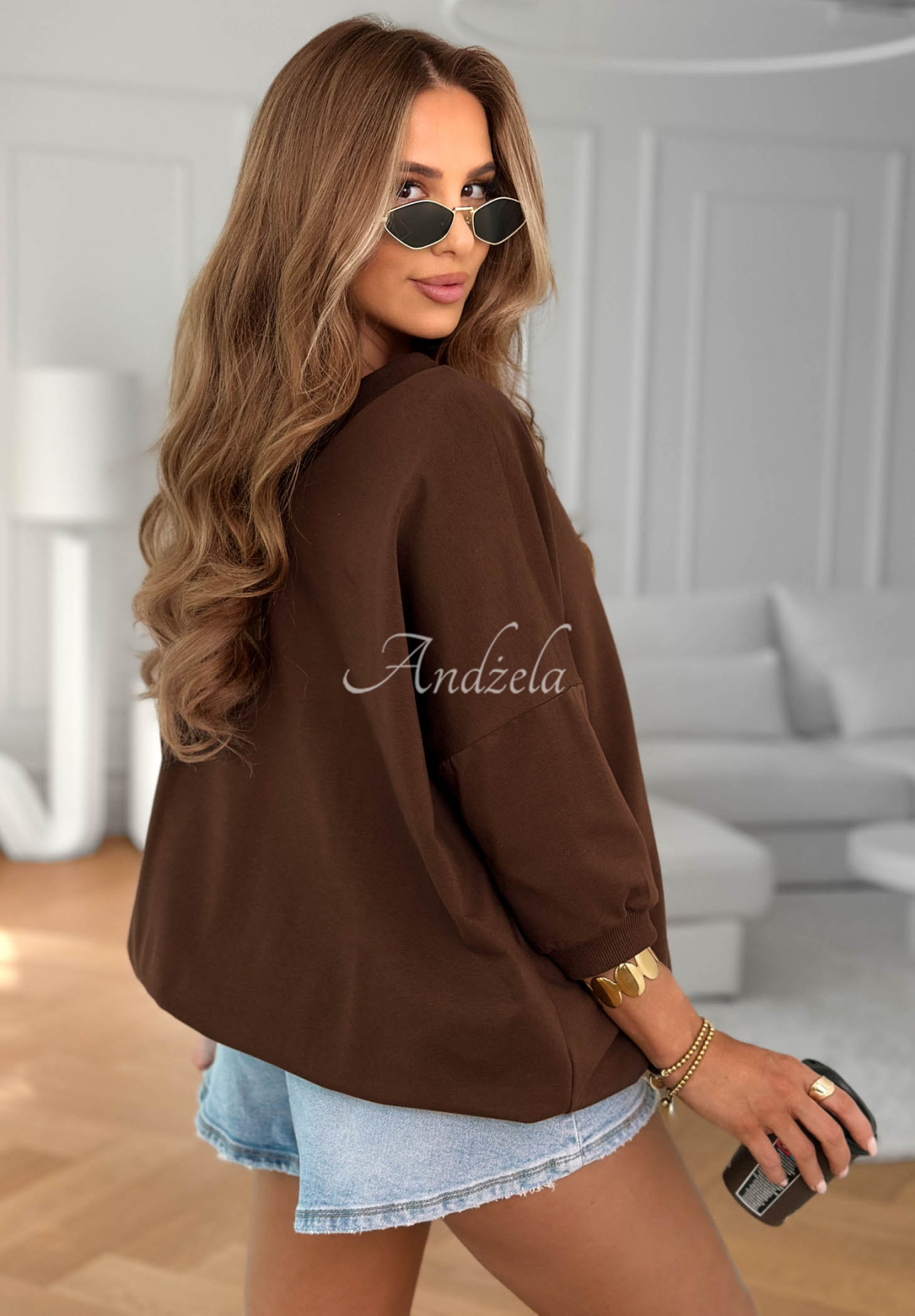 Bawełniana bluza oversize Easy Living czekoladowa