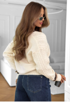 Sweter z ozdobnym splotem Velvet Touch beżowy