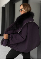 Krótka kurtka z futerkiem Nordic Mist czekoladowa