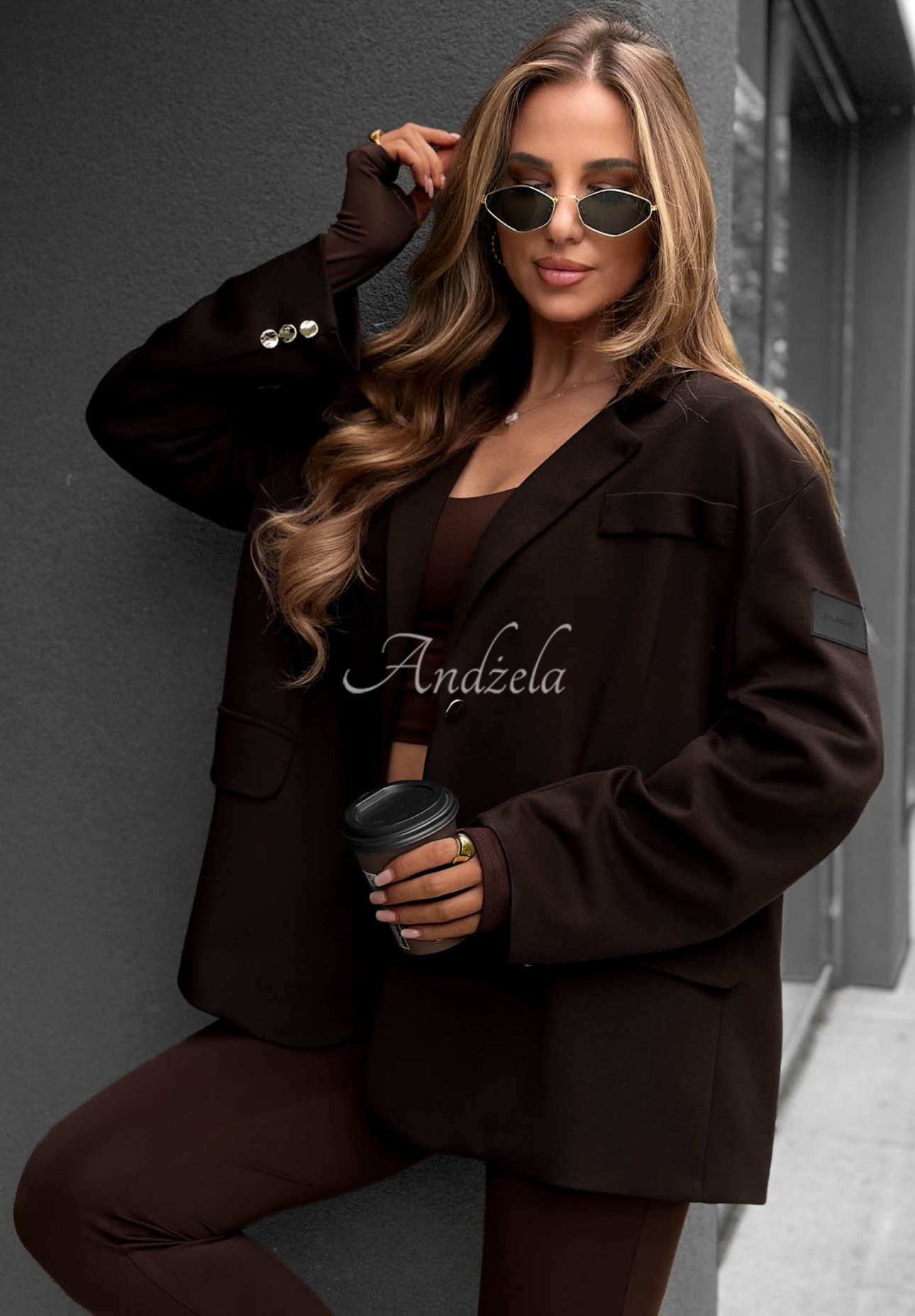 Cozy Elegance Chocolate-Colored Viscose Blazer