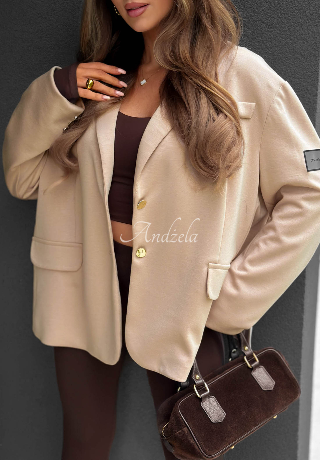 Cozy Elegance Beige Viscose Blazer